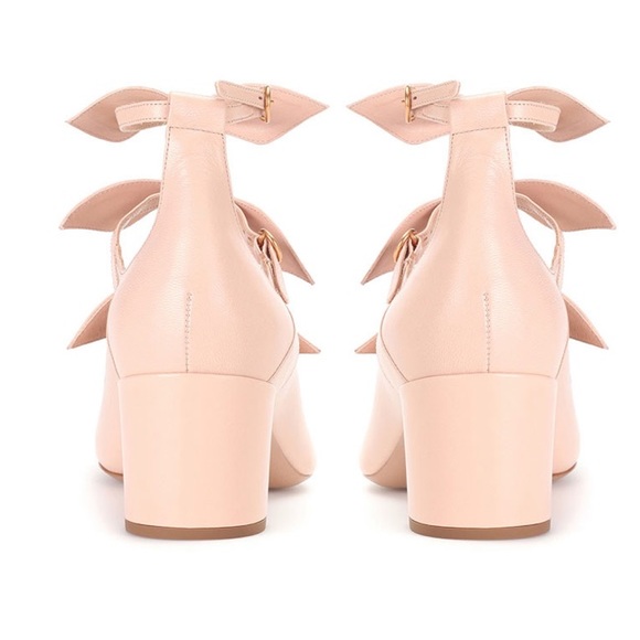 SOLD NWT Chloé Mike Bow Pumps Blush Leather SZ 39.5 - Picture 3 of 14